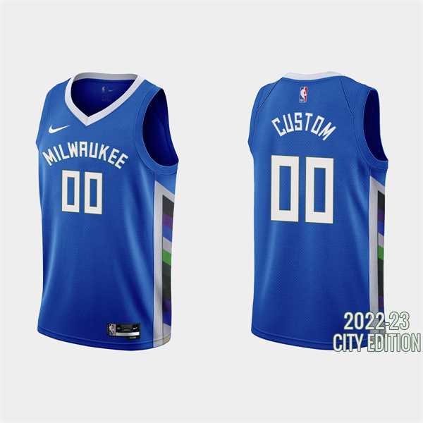 Men & Youth Customized Milwaukee Bucks Active 2022-23 City Edition Blue Stitched Jersey->customized nba jersey->Custom Jersey